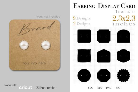18 Earring Display Card 2.3 x2.3: Graphics & Print Templates