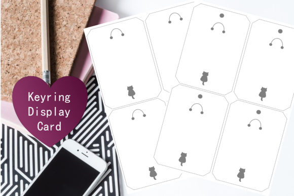 2 Cat Keyring Display Cards: Graphics & Print Templates