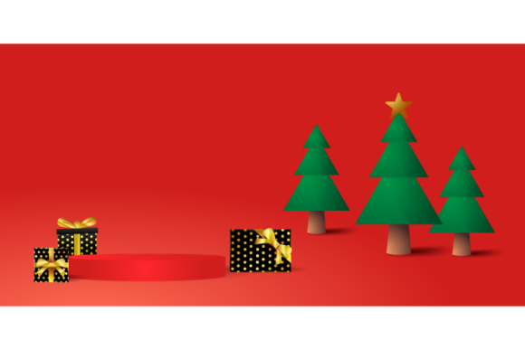 Blank Display Podium Gift Box Tree: Graphics for Templates