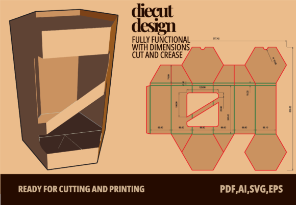 Die Cut Box Display Template for Crafts & Graphics