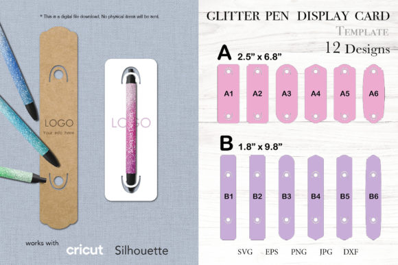 Glitter Pen Display Card: Graphics & Print Templates