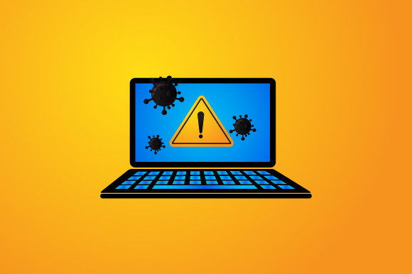 Laptop Display Alert Warning Malware Graphics & Illustrations