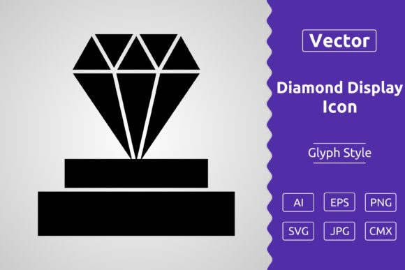 Vector Diamond Display Glyph Icon: Premium Graphics & Icons