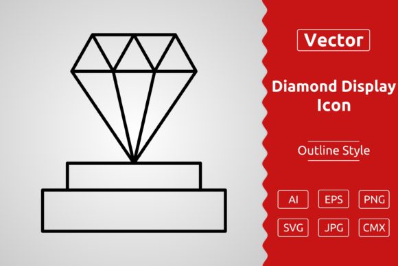 Vector Diamond Display Outline Icon: Premium Graphics & Icons