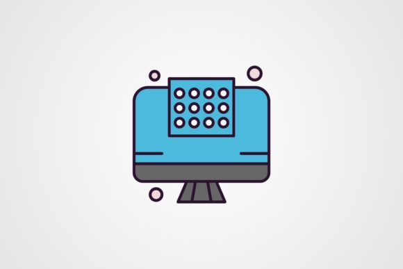 Vector Display Screen Line Filled Icon: Graphics & Icons